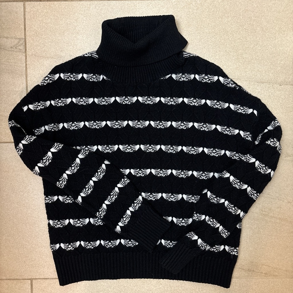 Anthropologie Joie Black/White Striped Turtleneck Sweater - Small